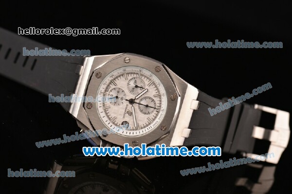 Audemars Piguet Royal Oak Offshore Chronograph Miyota OS10 Quartz Steel Case with White Dial and Stick Markers - Click Image to Close